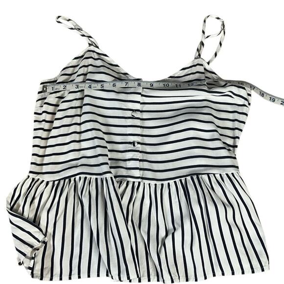 Cupcakes and Cashmere Peplum Tank Top Size Large Blue White Striped Casual - Picture 6 of 9